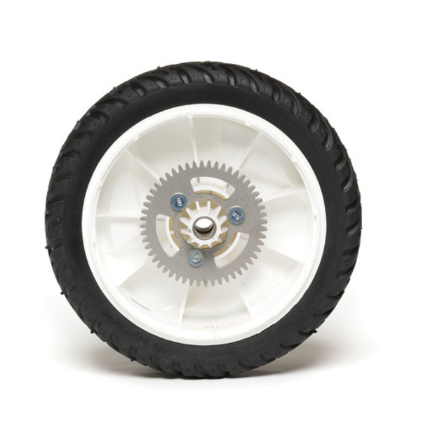 8" x 2 " Semi-Pneumatic Wheel, Offset, with metal gear, white plastic, mag / 72-166